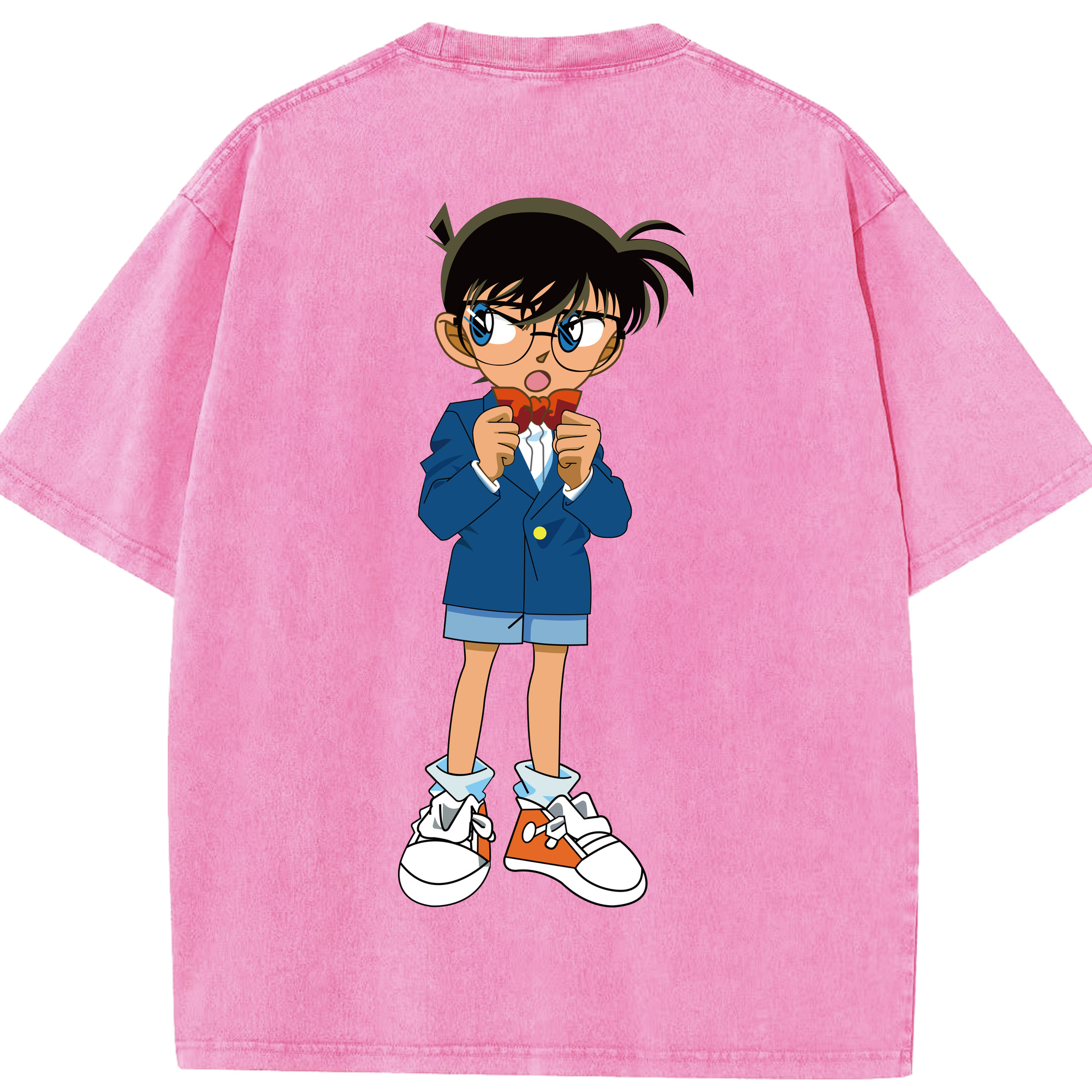 （画像用） 名探偵コナン 江戸川 コナン Detective Conan Conan Edogawa 綿100% ヴィンテージ風 半袖Tシャツ（背面プリント）